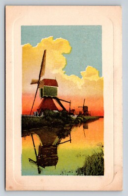 Beautiful  Windmill Scene  Winsch Back Postcard