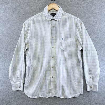 Viyella Herren Kariertes Button Down Hemd Gr. L Baumwolle Wollmischung Weiß Blau