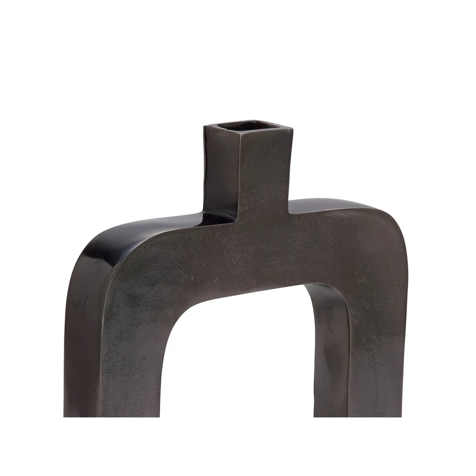 Black Aluminum Contemporary Vase 18 x 11 x 2 Black 11 x 2 x 18 - Image 4 of 4