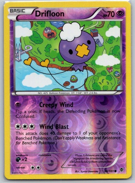 Drifloon 34/101 Reverse Holo Plasma Blast LP