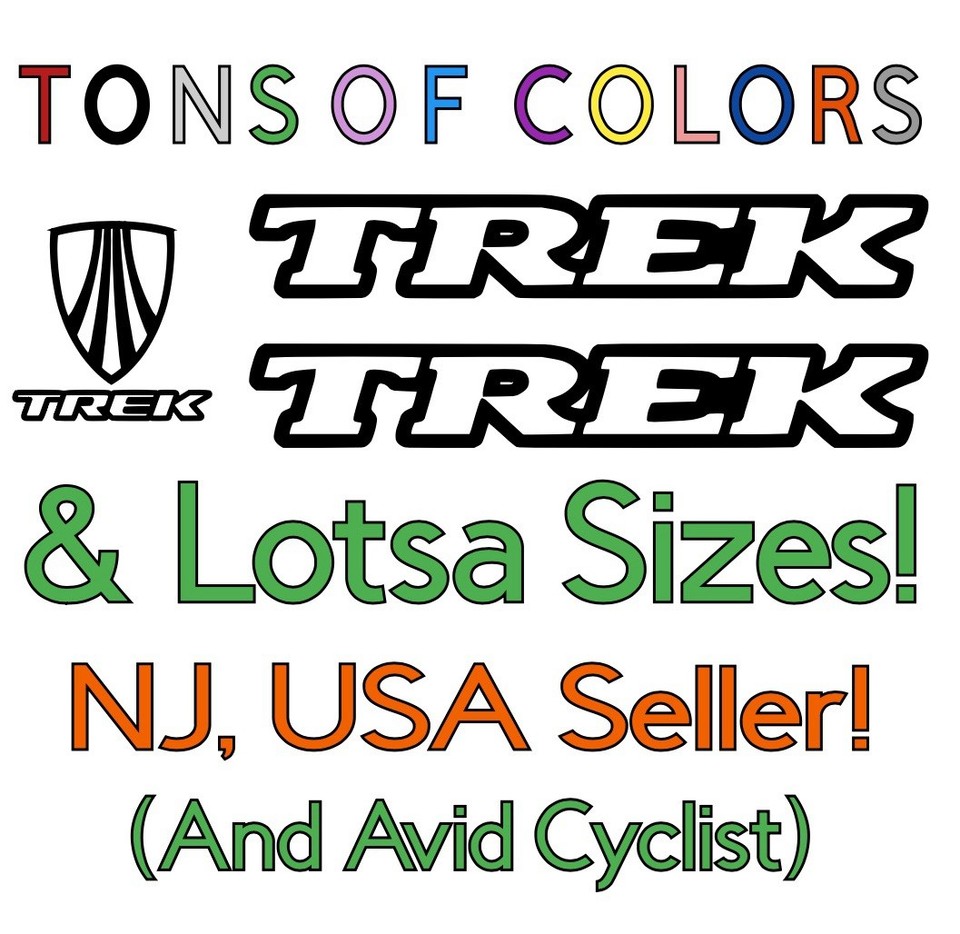 Trek Bikes Serif OUTLINE Vinyl Decal Set - Many Sizes/Colors Cycling Bicycles