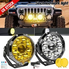 AUXBEAM 2X Laser 5inch LED Work Light Spot Beam Offroad Driving Pods+Amber Cover
