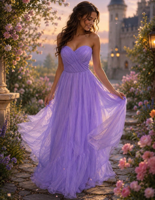 Whimsical purple Sweetheart Tulle Long Gown Lace-Up Back Women's Size M/L
