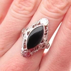 Clark & Coombs Sterling Silver Antique Art Deco Real Black Onyx Ring Size 6.5