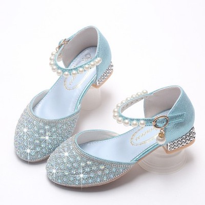 Kinder Mädchen Niedriger Absatz Perlen Hochzeit Student Party Prinzessin Schuhe