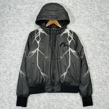 Evisu Jacket Men’s Small Black Kuro Lightning Puffer Coat Down Filled Full Zip