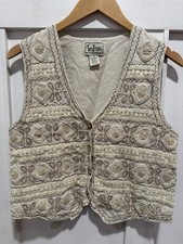 Vintage TanTrums Embroidered Crochet Knit Vest Womens Small Boho Grandmacore