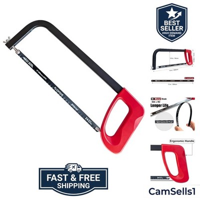 12  High-Tension Hacksaw Frame with 24 TPI Bi-metal Blade, Suitable for Metal...