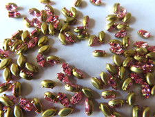 144 Swarovski Navette Rhinestones 6x3mm Light Rose/Brass settings.