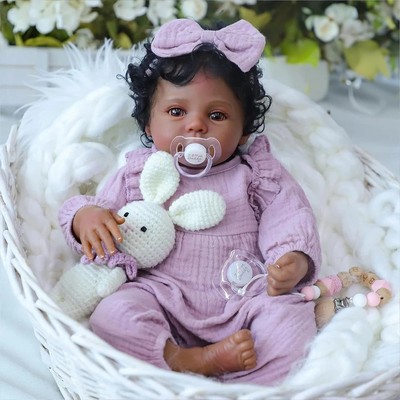 Realistic Reborn Baby Dolls Black Girl   18 Inch African American