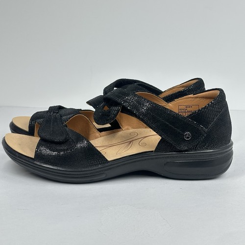 NRevere Geneva Comfort Sandals Size 9W 40W Black Lizard Leather EUC - Picture 4 of 11