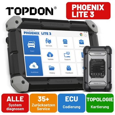 TOPDON Phoenix Lite 3 Kfz Diagnosegerät Online Codierung CAN-FD FCA Topologie DE