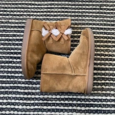 Koolaburra By UGG Girls Victoria Chestnut Short Brown Suede Faux Fur Boots 4