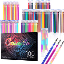 100 Pack Gel Pen Refills Glitter Metallic Pastel Fluorescence Neon Pen Ink Re...
