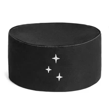 Midnight Beanie - Chef Hat, Black Cotton with Wicking Material, Adjustable Fit 