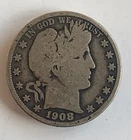 1908-O Barber Half Dollar – New Orleans Mint – 90% Silver – Classic U.S. Coin