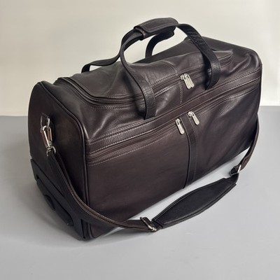 Piel Leather Duffel On Wheels - Brown - 21.5x10.5x10'' Rolling Luggage $690