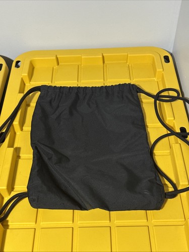 Nike Drawstring Backpack Black Gold Logo Gym Sack Bag - Picture 2 of 2