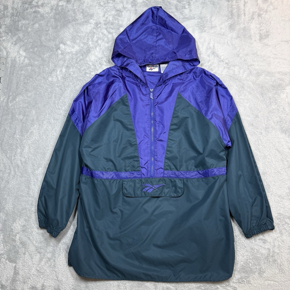 Vintage Reebok Anorak Windbreaker Pullover Jacket Men Small Green