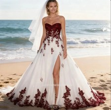 Vintage Black And White Wedding Dress Side Slit Sexy Sweetheart A-Line Bridal