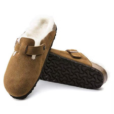 Birkenstock Boston Shearling Women  s Mink Suede Leather Clog Shoes Size EU37-40