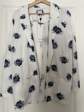 Vero Moda White & Blue Floral Blazer Jacket S UK 8-10 Smart Summer Wedding Guest