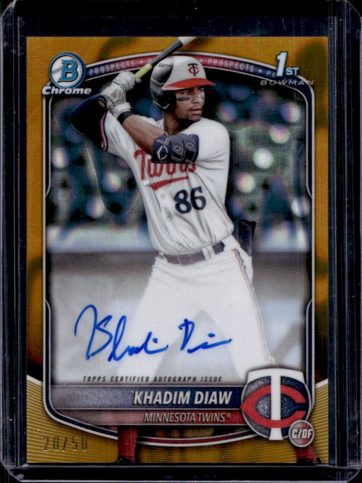 2025 Bowman Khadim Diaw Chrome Auto Gold Lava Refractor 1st #20/50