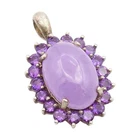 925 Sterling Silver Vintage Pendant Cabochon Amethyst Modernist Charm  PT25980