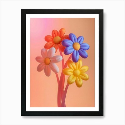 Verträumte aufblasbare Blumen Ochsenauge Dai gerahmtes Wandbild Poster Leinwanddruck Bild