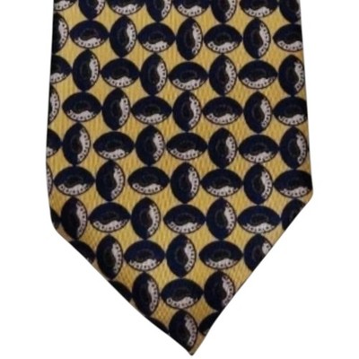 Robert Talbott Silk Necktie Men's Navy Blue Gold Paisley Geometric Designer Tie