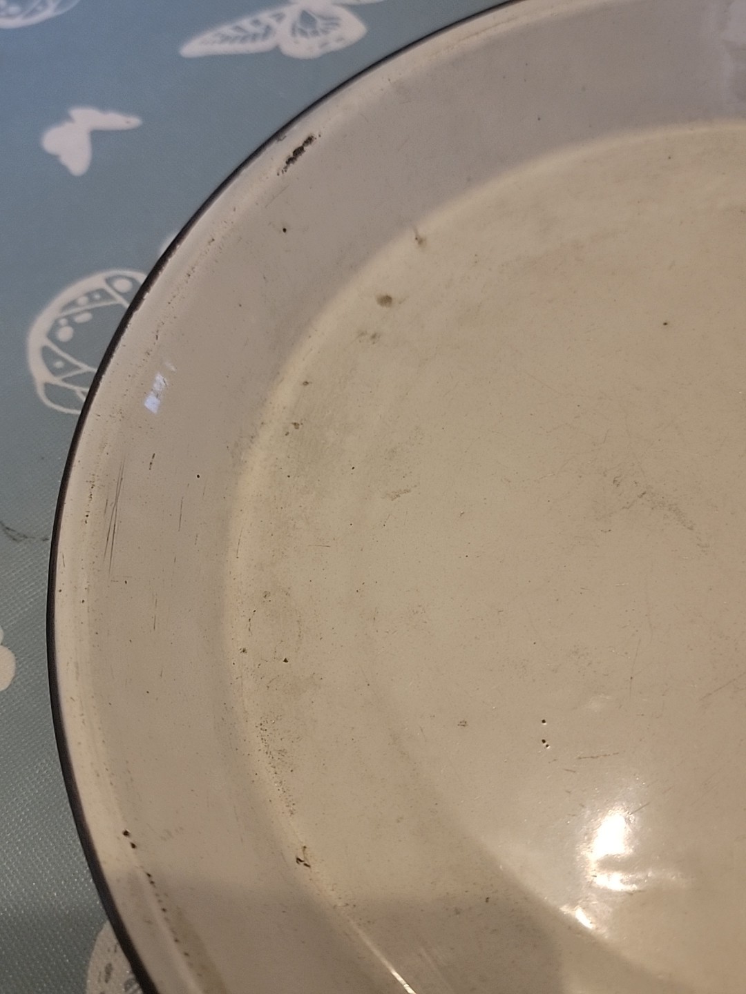 Antique Brown White Swirl Enamelware Granite Graniteware Pie Plate EXCELLENT 9"