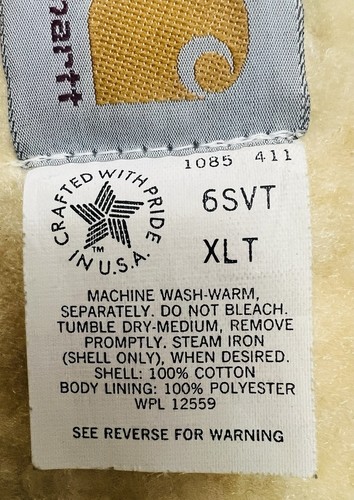Rare VTG CARHARTT XLT Full Zip Sherpa Lined Denim Field Vest Jacket 80-90’ Brown - Picture 8 of 8