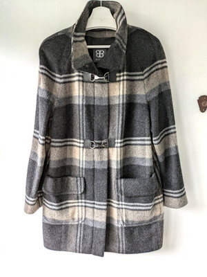 Vintage Basler Coat Wool Mohair Blend Brown Check Size Medium UK 12/14
