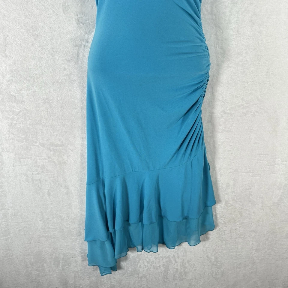 Vestido Vintage City Triangles Para Mujer M Azul Hada Halter Volantes Acanalado Y2K Años 90 Foto 3 de 4