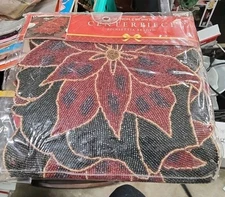 Centerpiece Poinsettia Beaded ~Bed Bath & Beyond ~ 36" x 13" Table Runner NEW B5