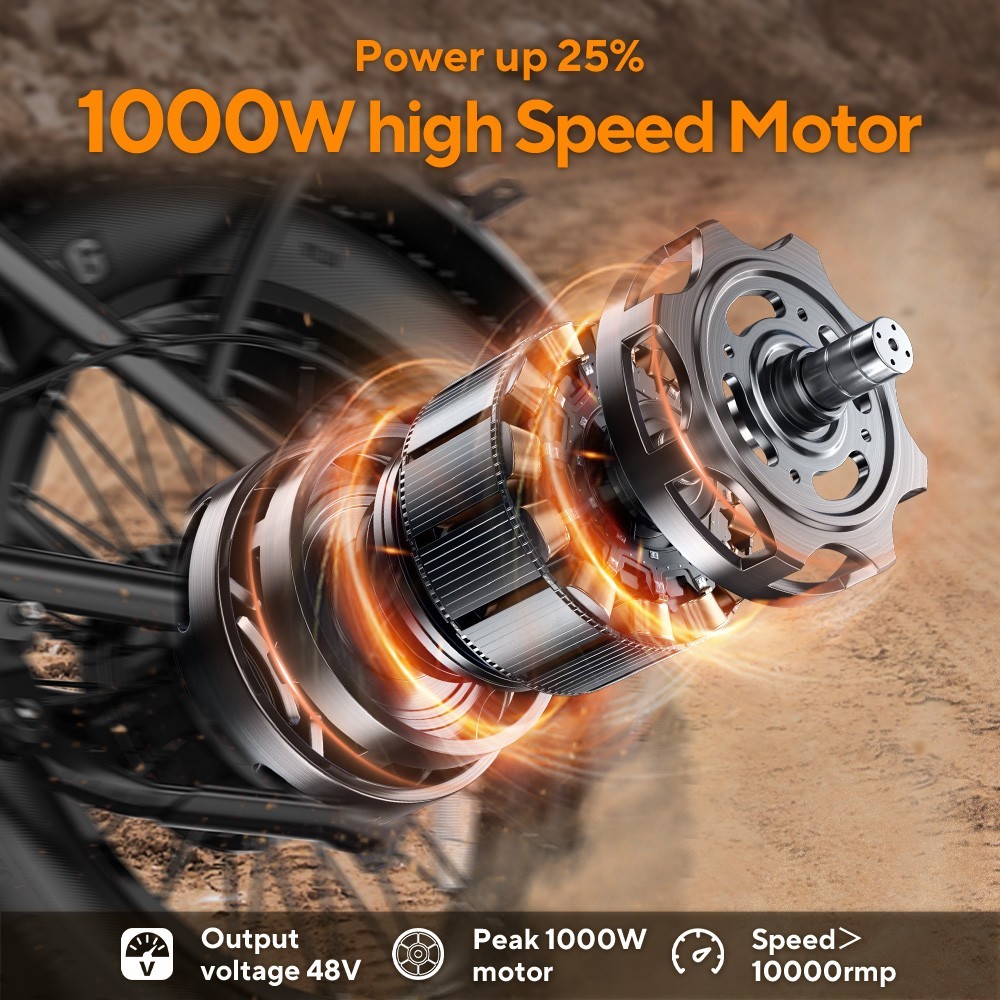 Hikeep 20'' Electric bike Fat Tires 48V 13Ah 1000W Peak ebike for Adults 28 mph