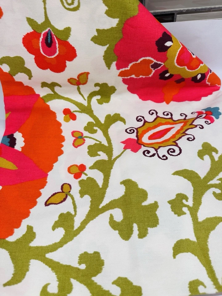 Braemore Design Large Colorful Floral Art Screen Print Fabric Pillow Upholstery - Image 2 of 4