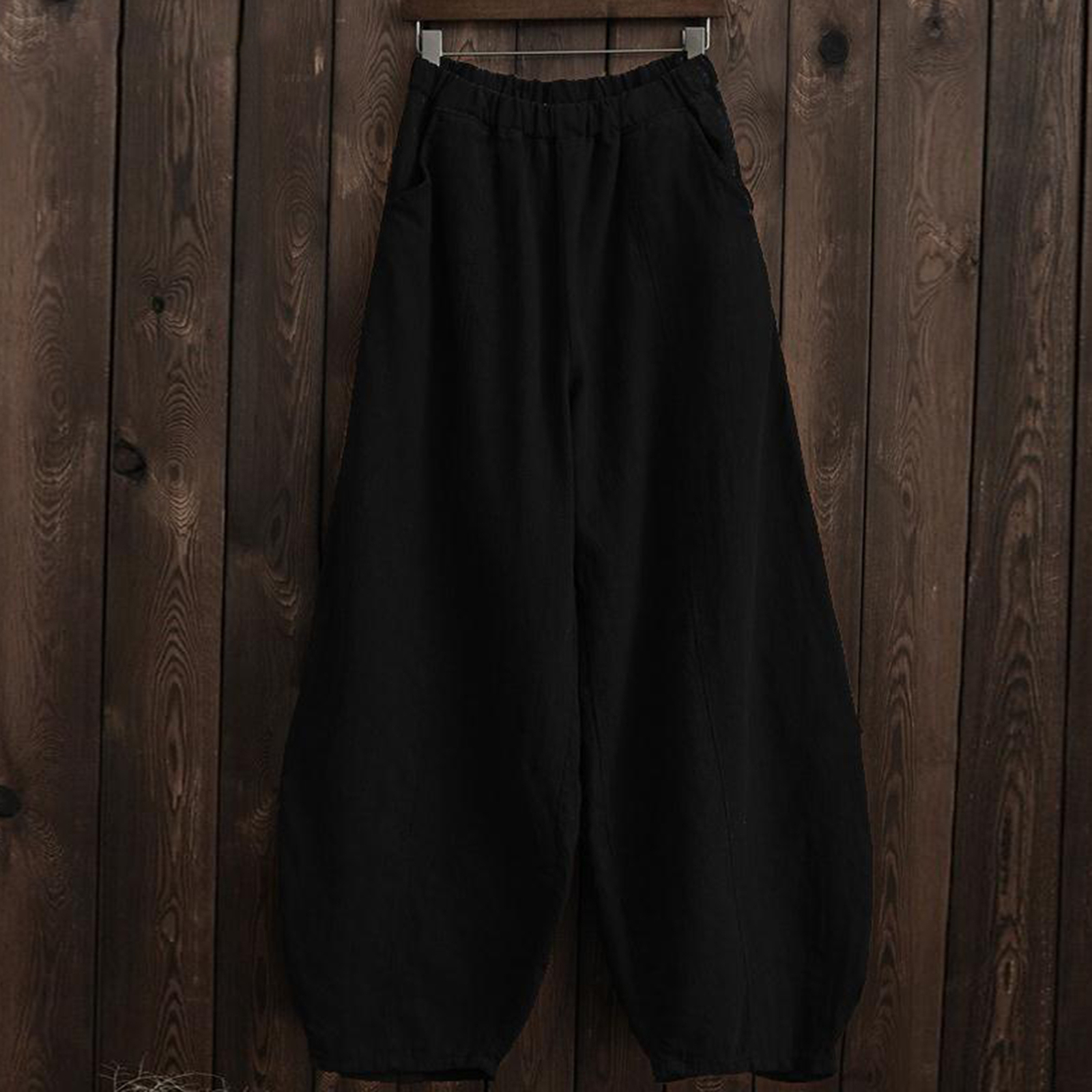 Pants Solid Color Comfortable Stretchy Waist Deep Crotch Women Pants