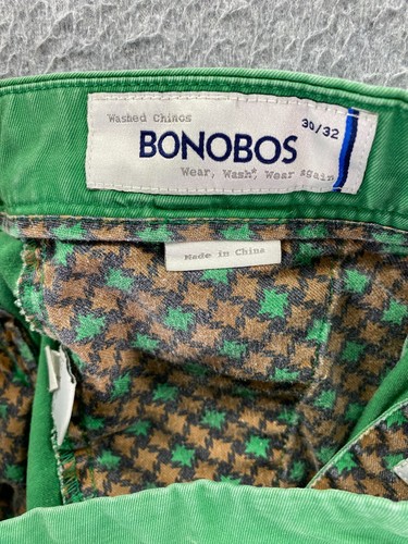Bonobos Washed Chino Slim Straight Pants Men's 30x32 Green 100% Cotton Preppy - Picture 7 of 11