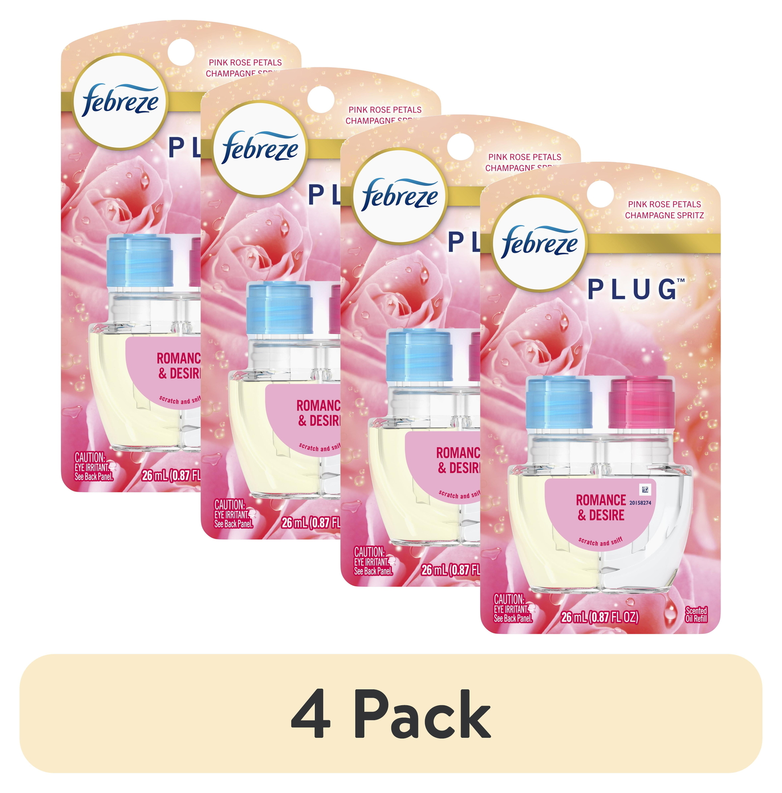 (4 pack)Plug In Air Freshener, Odor-Fighting Scented Oil Refill,  1 Refill