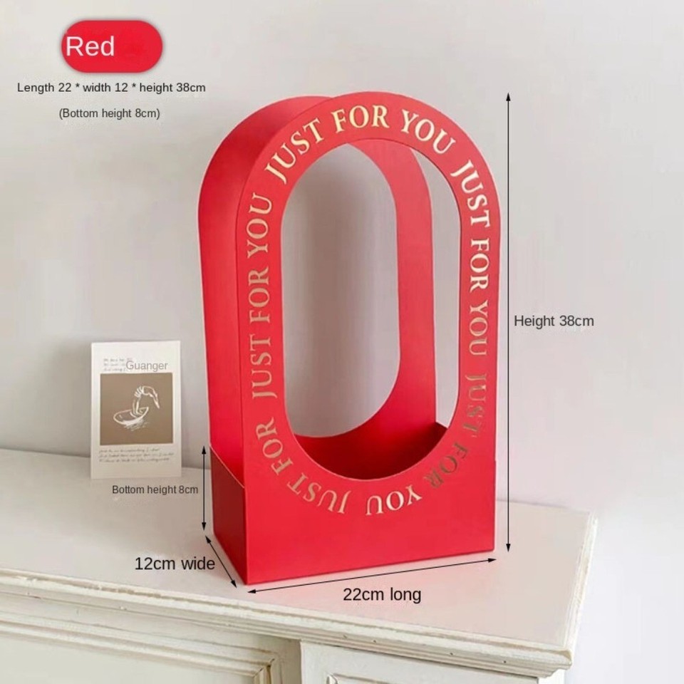 Paper Flowers Packing Box Valentine Day Handheld Flower Basket Hand