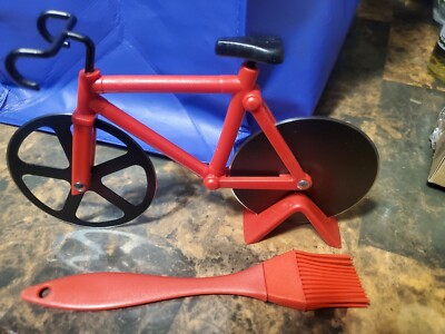 HOMESMART Bicycle Shape Red Pizza Cutter Non Stick Sharp Blades Decorative