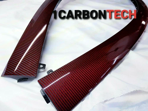 03-04-05-06-07-08 CARBON DOOR A-PILLARS FITS NISSAN 350Z MADE WITH KEVLAR IN RED