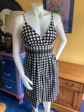 Banana Republic Sundress-Sz 8-Black & White Checks-EUC-Empire Waist-Summer