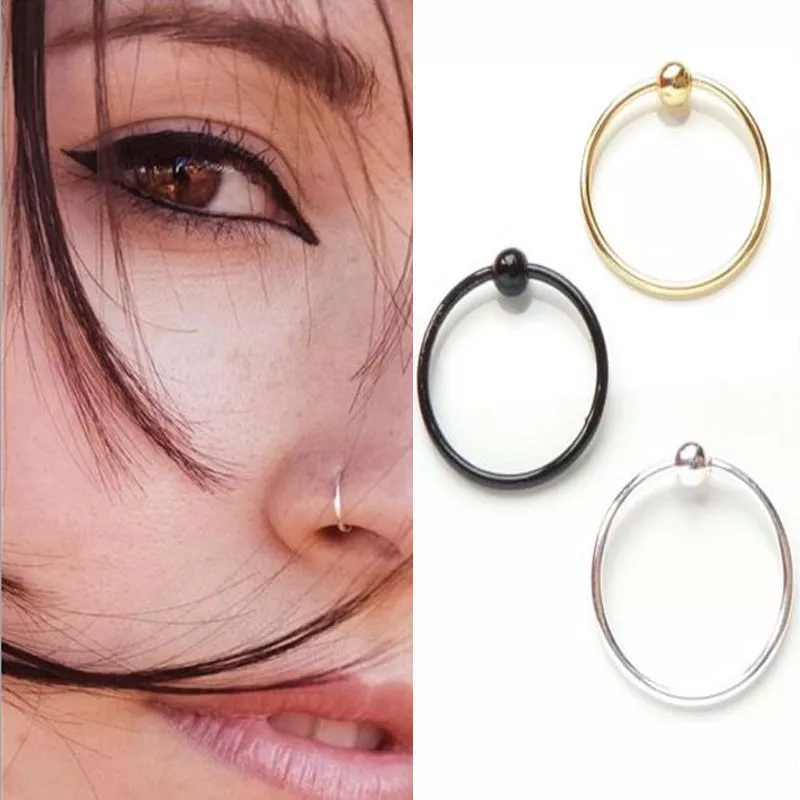 Rose Gold Nose Ring Hoop 316 Steel Ear Cartilage Tragus Piercing UK Seller