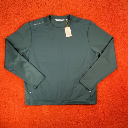 PETER MILLAR Mens XL Bond Elite Crew Neck Golf Pullover Balsam Green NEW $200
