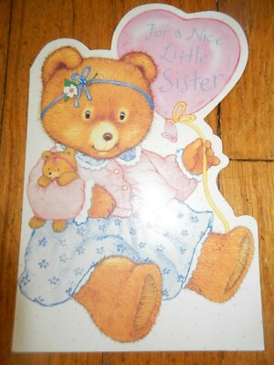 HAPPY BIRTHDAY GREETING CAD FOR A NICE LITTLE SISTER (MADE IN USA)