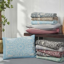 Bohemian Jacquard Textured Medallion with Matching Bedspread & Pillow Shams Set
