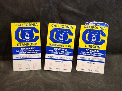 Vintage 1980 UC Berkeley Golden Bears Basketball Ticket Stubs Oregon Stanford