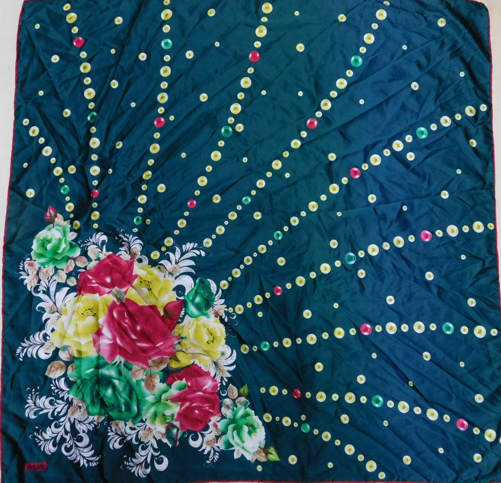 Vintage 100% Pure Silk Scarf for Women 88cm x 92cm-image
